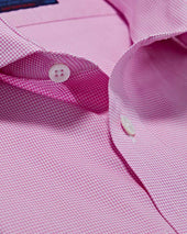 Contemporary Fit Lilac Micro Check Cotton Shirt With Cut Away Collar Two Button Cuff