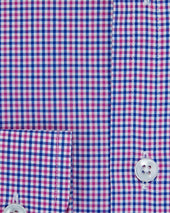 Contemporary Fit Lilac Blue Grid Check Cotton Shirt With Cut Away Collar Two Button Cuff