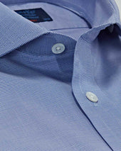 Contemporary Fit Micro Houndstooth Check Cotton Shirt With Cut Away Collar Double Cuff