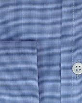 Contemporary Fit Micro Houndstooth Check Cotton Shirt With Cut Away Collar Double Cuff