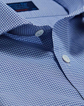 Contemporary Fit Micro Check Cotton Shirt With Cut Away Collar Two Button Cuff