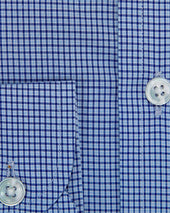 Contemporary Fit Micro Check Cotton Shirt With Cut Away Collar Two Button Cuff