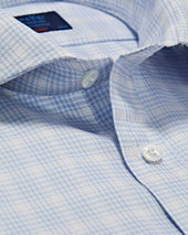 Contemporary Fit Light Broken Prince Of Wales Check Cotton Shirt With Cut Away Collar Two Button Cuff