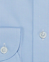 Contemporary Fit Micro Houndstooth Check Cotton Shirt With Cut Away Collar Two Button Cuff