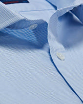 Contemporary Fit Micro Houndstooth Check Cotton Shirt With Cut Away Collar Two Button Cuff
