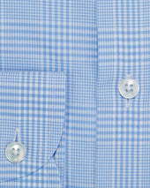 Contemporary Fit Light Prince Of Wales Check Cotton Shirt With Cut Away Collar Two Button Cuff