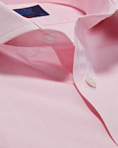 Contemporary Fit Pink Prince Of Wales Check Cotton Poplin Shirt With Cut Away Collar And Two Button Cuff