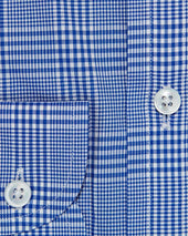 Contemporary Fit Prince Of Wales Check Cotton Shirt With Cut Away Collar Two Button Cuff