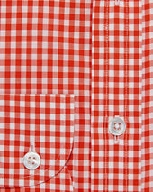 Contemporary Fit Gingham Check Cotton Poplin Shirt With Cut Away Collar Two Button Cuff