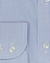 Contemporary Fit Check Cotton Shirt With Cut Away Collar Two Button Cuff