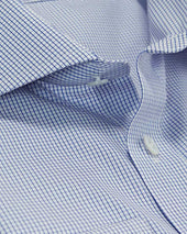 Contemporary Fit Check Cotton Shirt With Cut Away Collar Two Button Cuff
