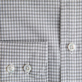 Contemporary Fit Small Gingham Check Cotton Shirt With Button Down Collar Two Button Cuff
