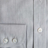Contemporary Fit Small Herringbone Brushed Cotton Shirt With Button Down Collar Two Button Cuff