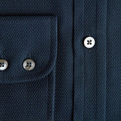 Contemporary Fit Honeycomb Navy Cotton Shirt With Cut Away Collar Two Button Cuff