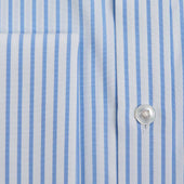 Contemporary Fit Light Bar Stripe Cotton Shirt With Classic Collar Double Cuff