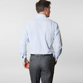 Contemporary Fit Light Bar Stripe Cotton Shirt With Classic Collar Double Cuff