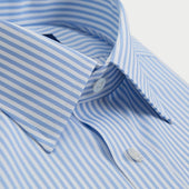 Contemporary Fit Light Bengal Stripe Cotton Shirt With Classic Collar Two Button Cuff