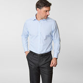 Contemporary Fit Light Bengal Stripe Cotton Shirt With Classic Collar Two Button Cuff