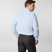 Contemporary Fit Light Bengal Stripe Cotton Shirt With Classic Collar Two Button Cuff