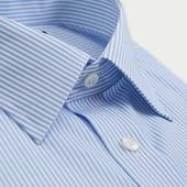 Contemporary Fit Light Bengal Stripe Sea Island Quality Cotton Shirt With Classic Collar Double Cuff