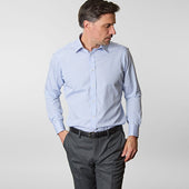 Contemporary Fit Light Double Check Sea Island Quality Cotton Shirt With Classic Collar Double Cuff