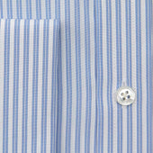 Contemporary Fit Light Double Stripe Sea Island Quality Cotton Shirt With Classic Collar Double Cuff