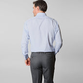 Contemporary Fit Light Double Stripe Sea Island Quality Cotton Shirt With Classic Collar Double Cuff