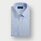 Contemporary Fit Light Blue End-on-End Cotton Shirt with Classic Collar & Two Button Cuff