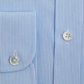 Contemporary Fit Light Fine Bengal Stripe Cotton Shirt With Classic Collar Two Button Cuff