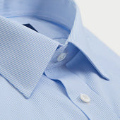 Contemporary Fit Light Fine Bengal Stripe Cotton Shirt With Classic Collar Two Button Cuff
