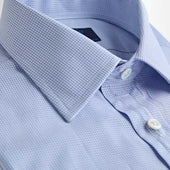 Contemporary Fit Light Fine Check Cotton Shirt With Classic Collar Double Cuff