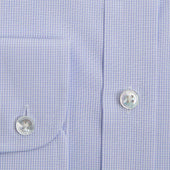 Contemporary Fit Light Fine Check Sea Island Quality Cotton Shirt With Classic Collar Two Button Cuff