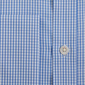 Contemporary Fit Light Gingham Check Cotton Shirt With Classic Collar Double Cuff