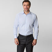 Contemporary Fit Light Grid Check Cotton Shirt With Classic Collar Two Button Cuff