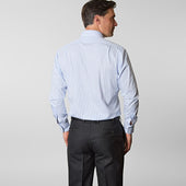 Contemporary Fit Light Grid Check Cotton Shirt With Classic Collar Two Button Cuff