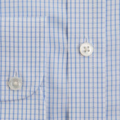 Contemporary Fit Light Grid Check Cotton Shirt With Classic Collar Two Button Cuff