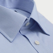 Contemporary Fit Light Micro Houndstooth Cotton Shirt With Classic Collar Two Button Cuff