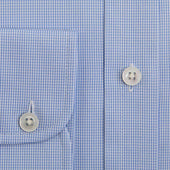 Contemporary Fit Light Micro Houndstooth Cotton Shirt With Classic Collar Two Button Cuff