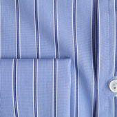 Contemporary Fit Light Navy Fine Stripe Cotton Shirt With Classic Collar Double Cuff
