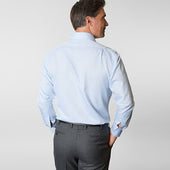 Contemporary Fit Light Plain Oxford Cotton Shirt With Cut Away Collar Two Button Cuff