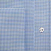 Contemporary Fit Light Small Gingham Check Cotton Shirt With Cut Away Collar Double Cuff