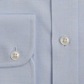 Contemporary Fit Light Textured Check Cotton Shirt With Cut Away Collar Two Button Cuff