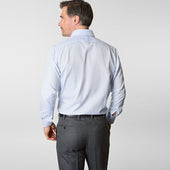 Contemporary Fit Light Textured Check Cotton Shirt With Cut Away Collar Two Button Cuff