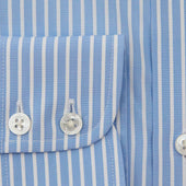 Contemporary Fit Light White Stripe Cotton Shirt With Cut Away Collar Two Button Cuff