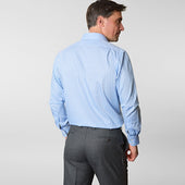 Contemporary Fit Light White Wide Check Cotton Shirt With Classic Collar Two Button Cuff