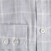 Contemporary Fit Large Check Brushed Cotton Shirt With Button Down Collar Two Button Cuff