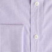 Contemporary Fit Lilac Micro Gingham Check Cotton Shirt With Classic Collar Double Cuff