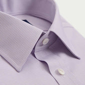 Contemporary Fit Lilac Micro Houndstooth Cotton Shirt With Classic Collar Two Button Cuff