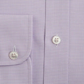 Contemporary Fit Lilac Micro Houndstooth Cotton Shirt With Classic Collar Two Button Cuff