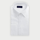 Contemporary Fit Marcella Front White Cotton Poplin Dress Shirt with Classic Collar & Double Cuff